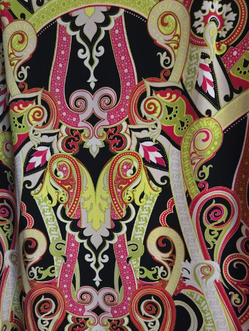 Madison Black Dress with Pink & Lime Paisley Print - L - Picture 4 of 4